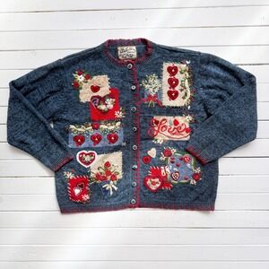 vtg‎ Heirloom Collectibles Valentine's heart love cardigan sweater